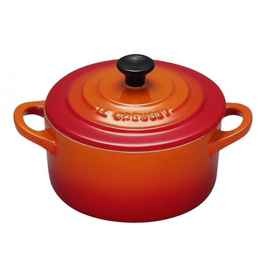 MINI STOOFPOTJE 10CM ORANJE ROOD 25CL LE CREUSET AARDEWERK COCOTTE